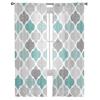 Turquoise Grey Geometric Moroccan Retro Tulle Curtain Voile Transparent for Bedroom Living Room Kitchen Sheer Window Curtains