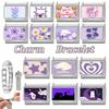 Fashion Purple Charm Heart Cat Rabbit Star Flower Eyes Moon Italian Charm Links Fit 9mm Stainless Steel Bracelet DIY Making Gift