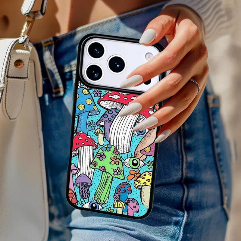 Magic Mushroom Alien Trippy Shrooms Phone Case For iPhone 17 Air 14 15 13 12 Max Cover For Apple 16e 11 Pro Max Plus Coque