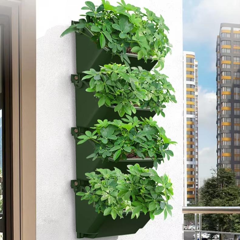 Stackable Garden Irrigation System Plastic Flower Pot Planter Green Vertical Wall Hanging Herb Pot Kit Plant Stand for Home