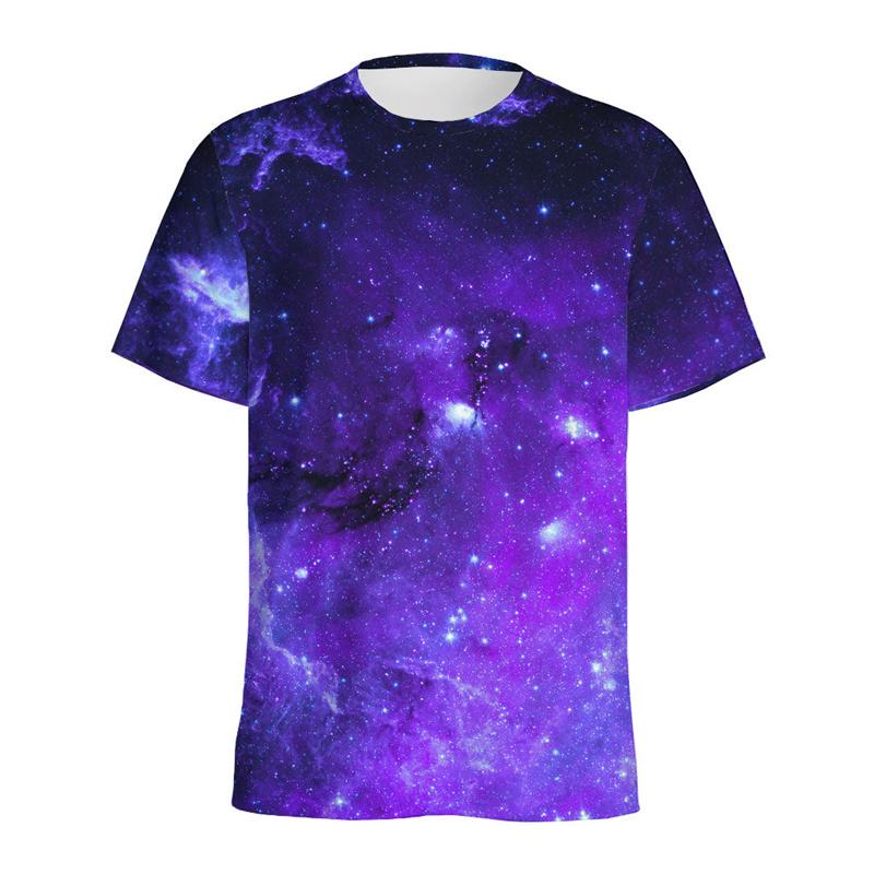 Χρωματιστό Μπλουζάκι με Μοτίβο Γαλαξία και Διαστήματος Ανδρικό Καλοκαιρινό με Στρογγυλή Λαιμόκοψη, Κοντό Μανίκι, 3D Εκτύπωση με Έναστρο Ουρανό, Τοπ, Street Φαρδύ T-Shirt
