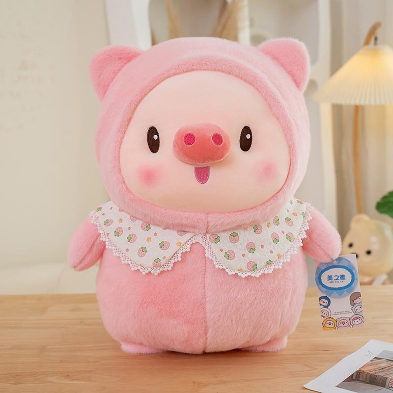3 Arten bunte pummelige Cartoon-Spitzen-Lätzchen Tiere Plüschtiere Weich bequem niedlich Pinguin Ente Schweinchen Puppe Schöne Heim-/Auto-Dekoration 23cm