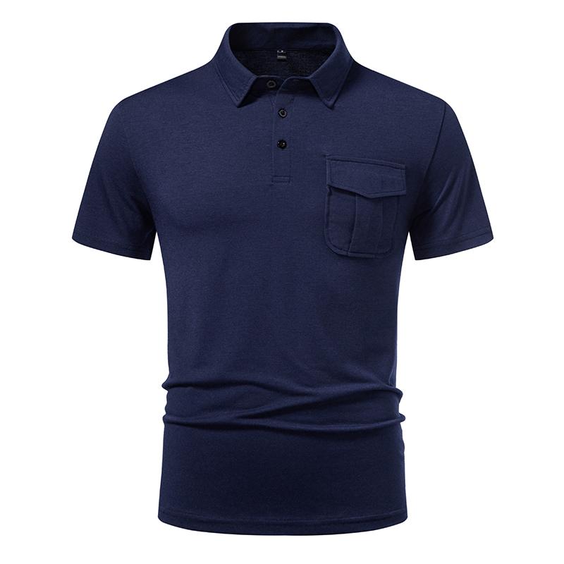 Man Pocket Designer Polo Shirt Summer Tops Short Sleeve Solid Color Golf Camisa Streetwear Masculina Mens Tee Shirt Homme