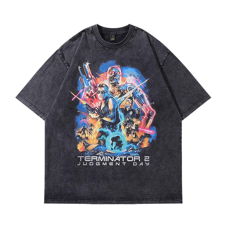 European And American Street Retro Heavy Weight Short-Sleeved T-Shirt Men'S And Women'S Hiphop Loose Lazy Wind Half-Sleeved Tee Shirt