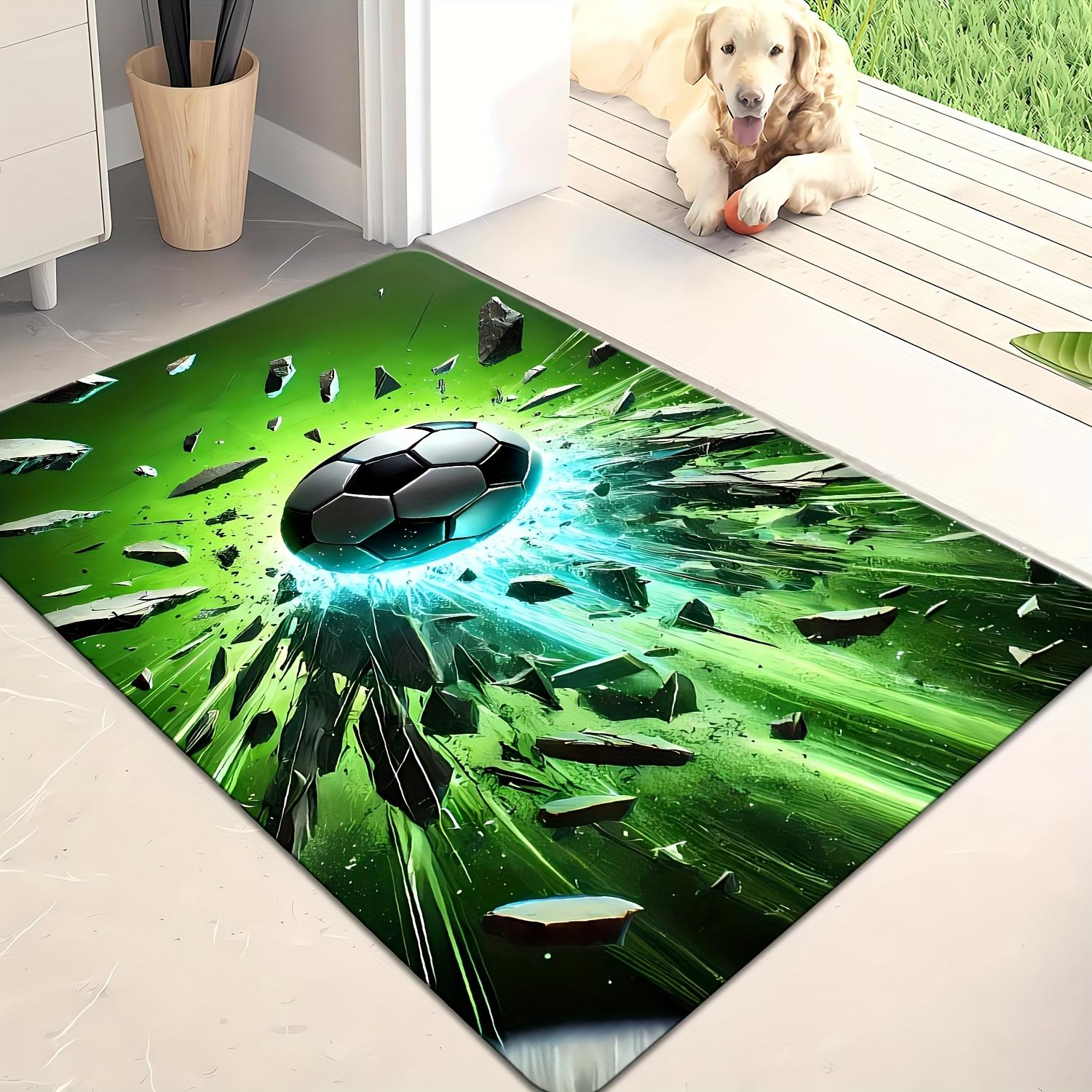

Creative Green Soccer Field Door Mat, Non-Slip Washable Sports Area Rug, Indoor Outdoor Decor Carpet for Game Room Patio 40x60cm
