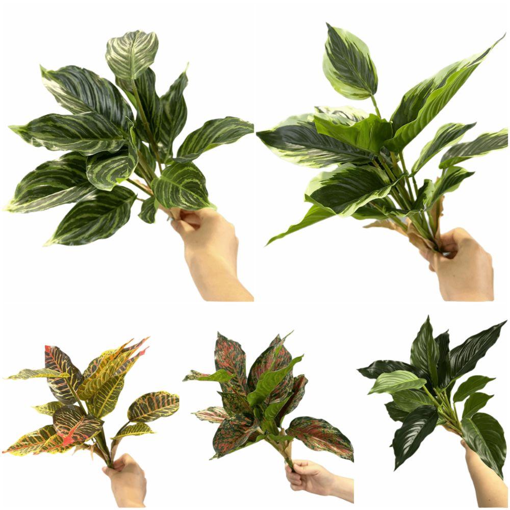 Creative 14 Leaves Artificial Plant Evergreen Green Scene Making Greenery Leaves Photo Props Plant Wall Wedding Ornament