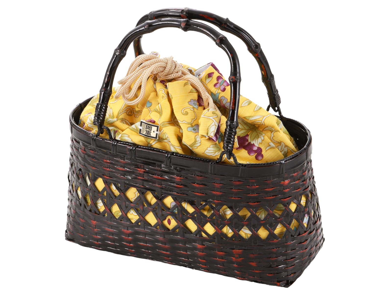 

Okaju bamboo basket drawstring bamboo stylish drawstring yukata drawstring Japanese pattern basket bag Yellow [SAKIKU-EN] Kyoto s long-established