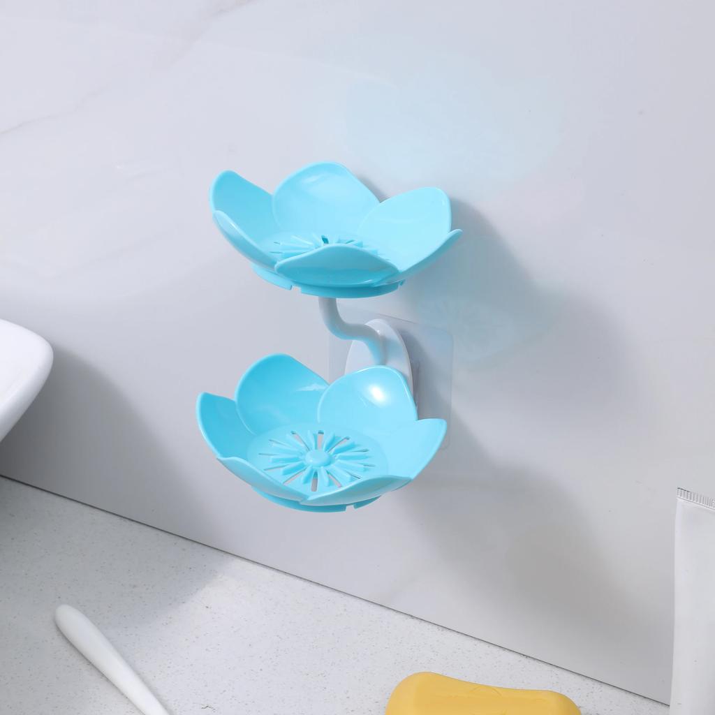 1 Pc - Lotus Soap Rack Wall Mounted Soap Box Bathroom and Kitchen Soap Rack Double-layer Soap Rack