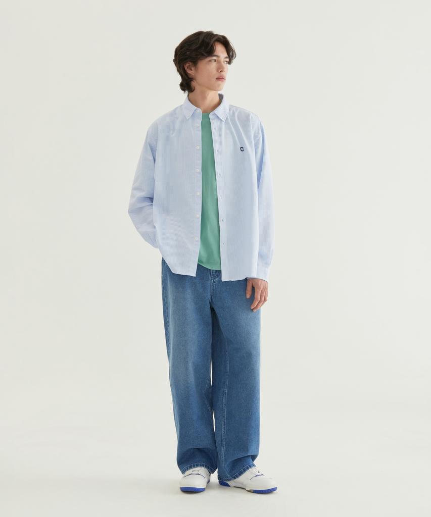 COVERNAT Coolmax® C Logo Oxford-Streifenhemd Grün