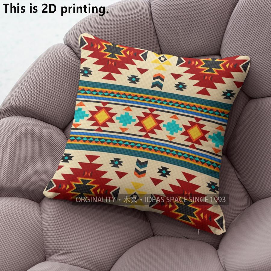 Bohemian Geometric Ethnic Throw Pillow Covers Pattern Cushion Cover Suitable For Sofa Bedroom Car Pillow Cover