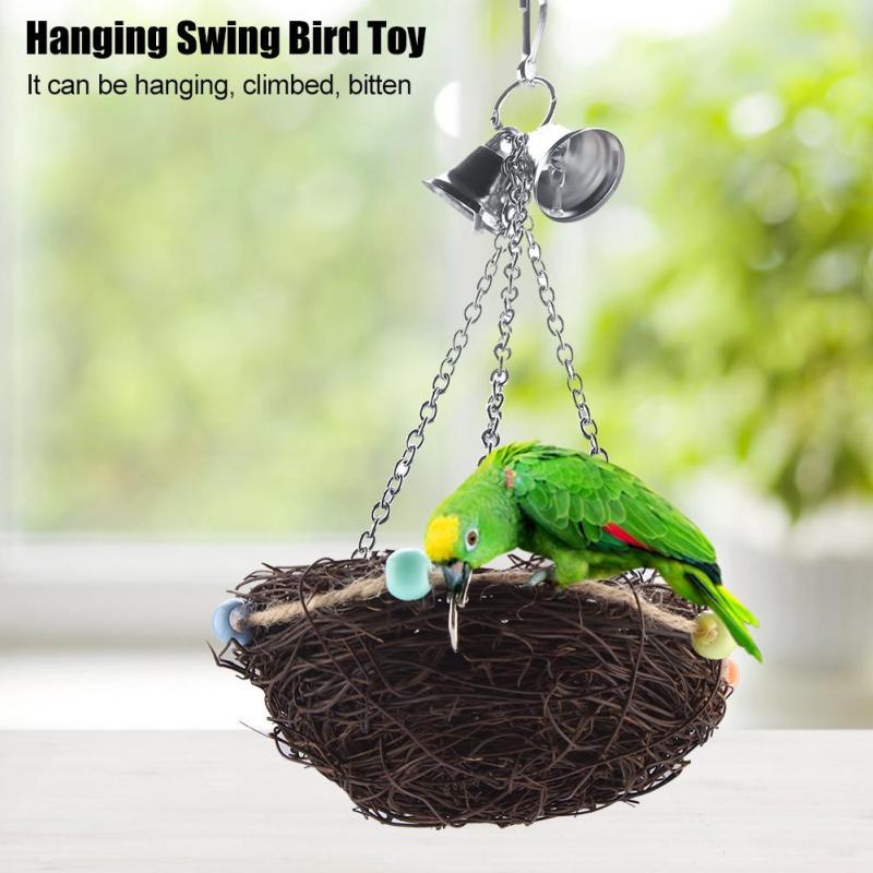 Parrot Pet Bird Swing Hanging Chew Toys Parakeet Cockatiel Nest Hammock 27x12CM