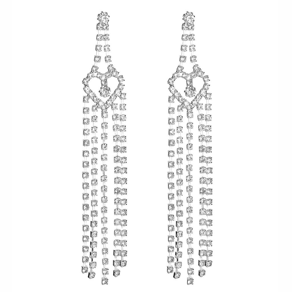 Eksplozywne luksusowe błyszczące kolczyki z długimi frędzlami z cyrkonii