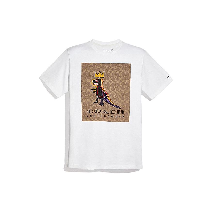 Coach X Jean-Michel Basquiat Collaboration SS23 Cartoon Print Crew Neck Short Sleeve T-Shirt Men Tops 6669-WHT XS