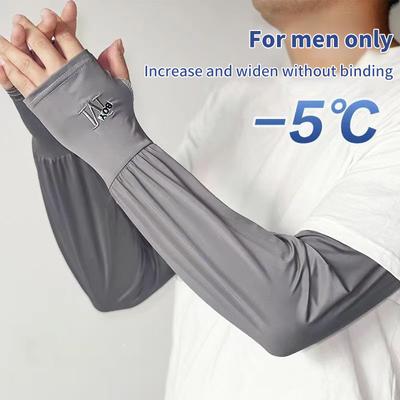 Sommer-Sonnenschutzärmel für Herren, Anti-UV-Fahrradhandschuhe aus Eisseide, atmungsaktive Ärmel aus Eisseide