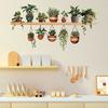 Potted Green Plant Shelf Wall Decal Tropical Plants Green Leaves Wall Stickers Removable Wall Art Murals for Living Room Bedroom Kitchen Office