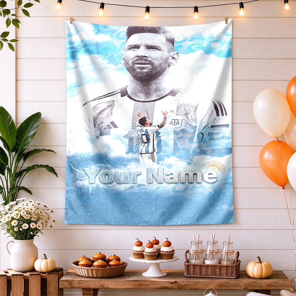 Football Messi Custom Tapestry Aesthetic Wall Tapestry Soft Durable Fabric Ideal for Gift Wrapping Multi-purpose for All Occasions