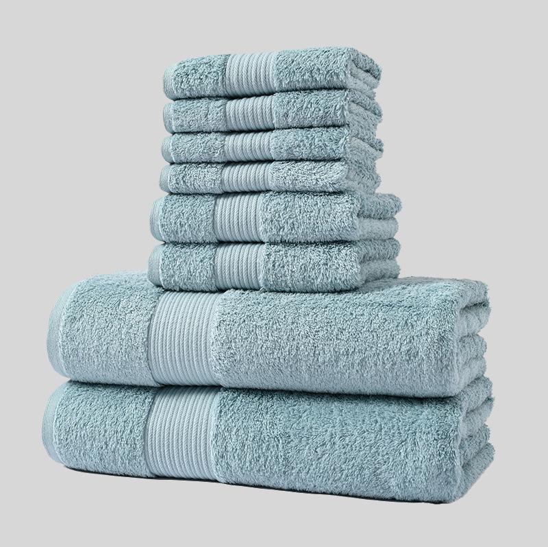 Cotton Towel Square Towel Bath Towel Eight-piece Set Class A Combed Long-staple Cotton Thickened Absorbent Comfortable Home Daily Necessities
