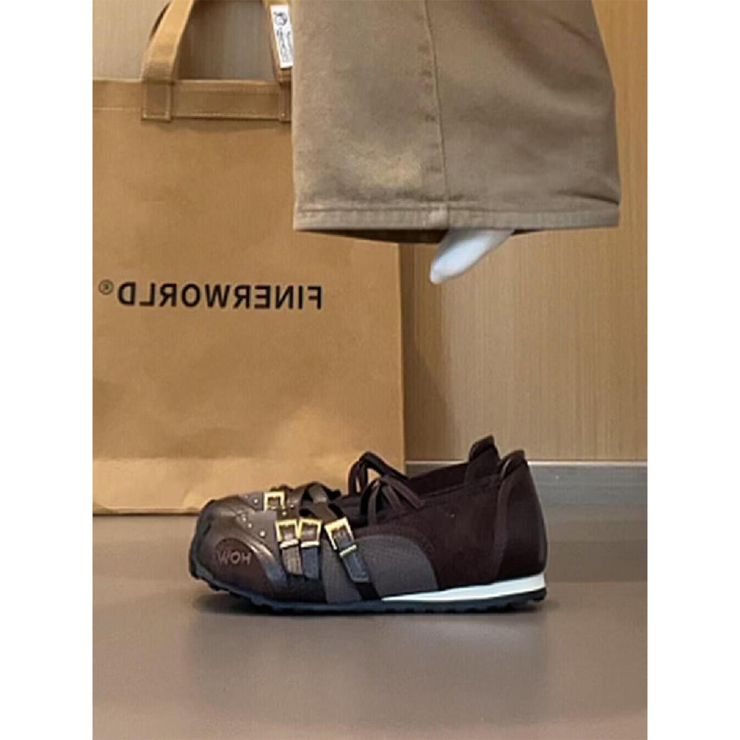 

Functional wind heightening sports Mary Jane single shoes women s summer new retro flat casual shoes versatile ballet shoes 40 коричневый