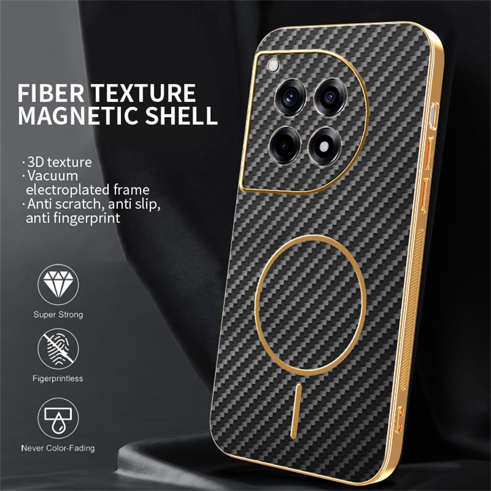 For OnePlus Ace 3 5G/12R 5G Phone Case Carbon Fiber Textured Electroplated TPU Back Cover