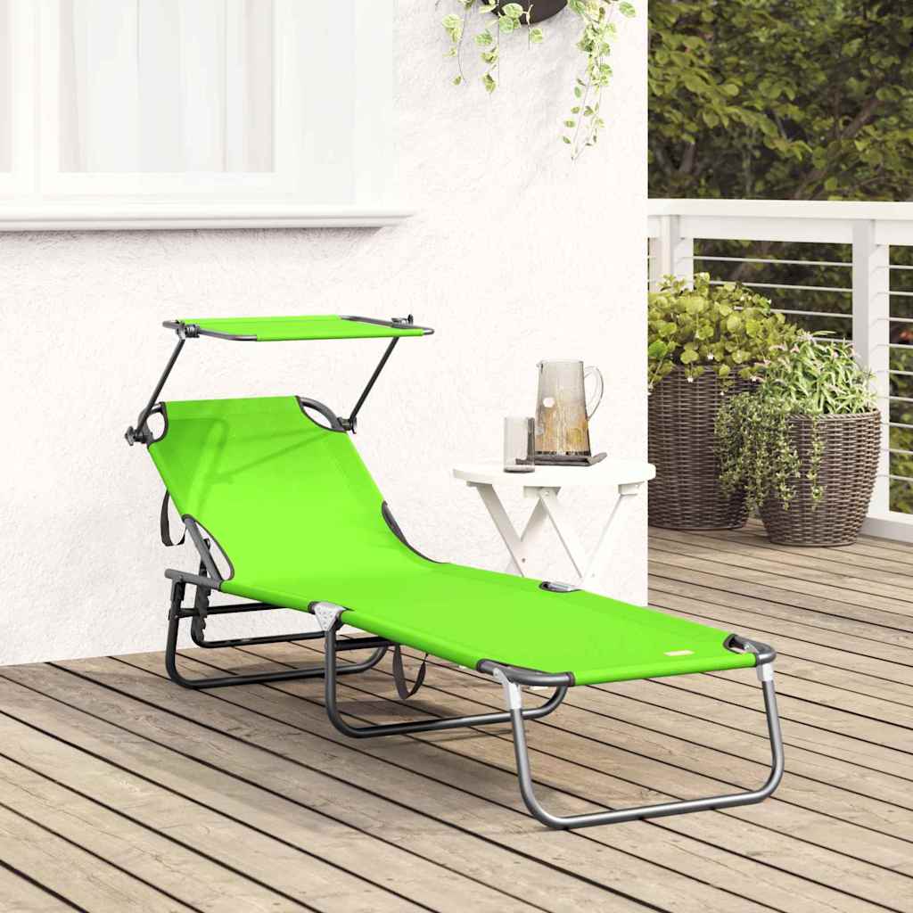 Folding Sun Lounger Green 190 X 57 X 81 Cm Oxford
