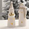 LED Light-up Decor for Christmas, Mini Ceramic Snowman Santa Reindeer Ornament