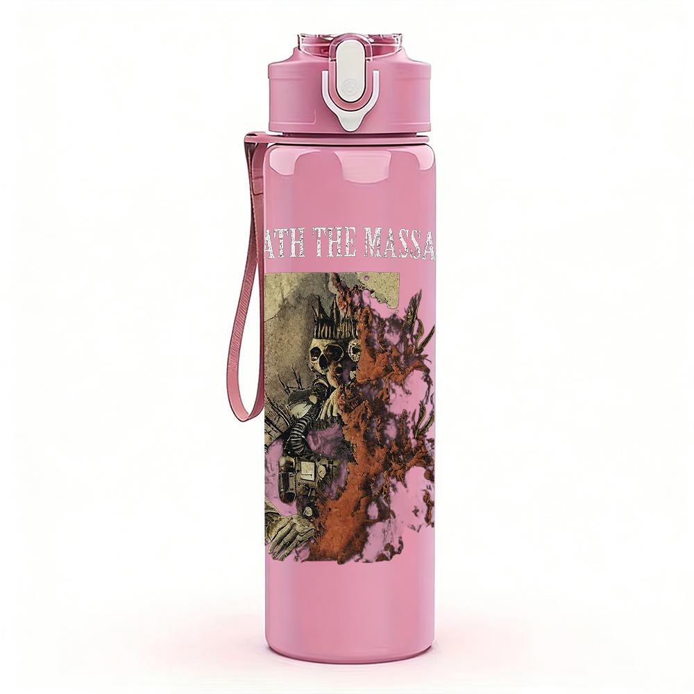 1PC Dark fantasy band figure print 750ml colorful plastic sports water bottle leakproof pop up lid with straw for outdoor work home use