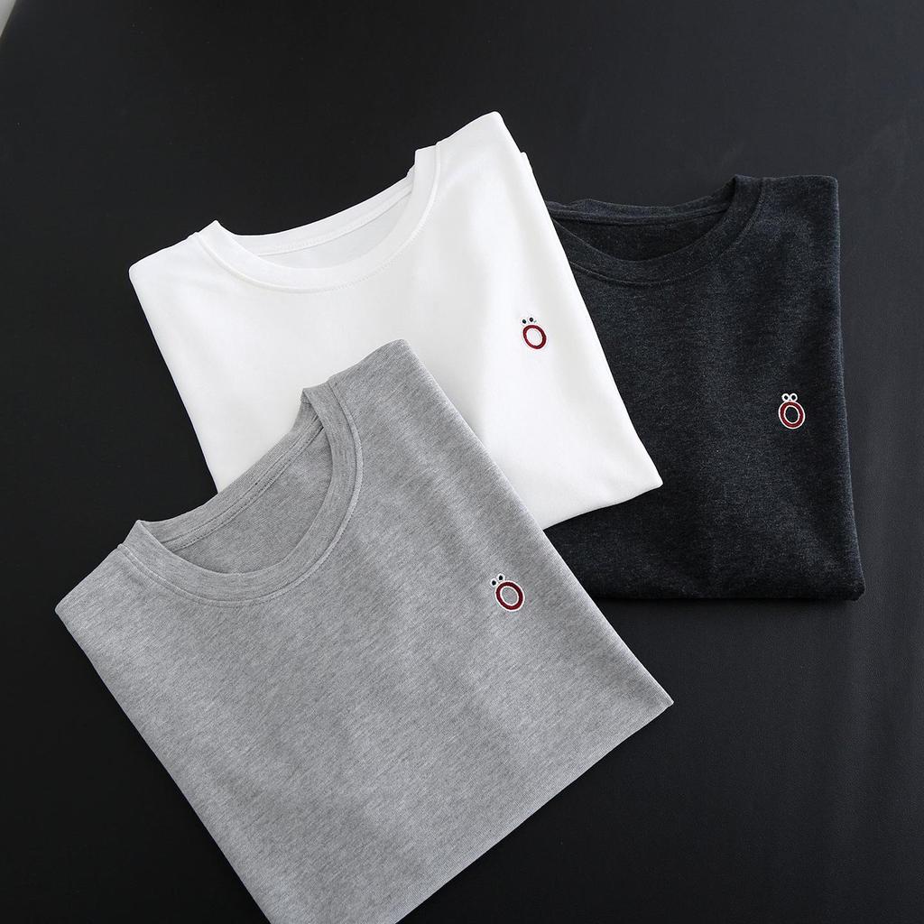 Women's Summer Embroidered Short-Sleeve T-shirt: Versatile Solid Color Base Layer Tee