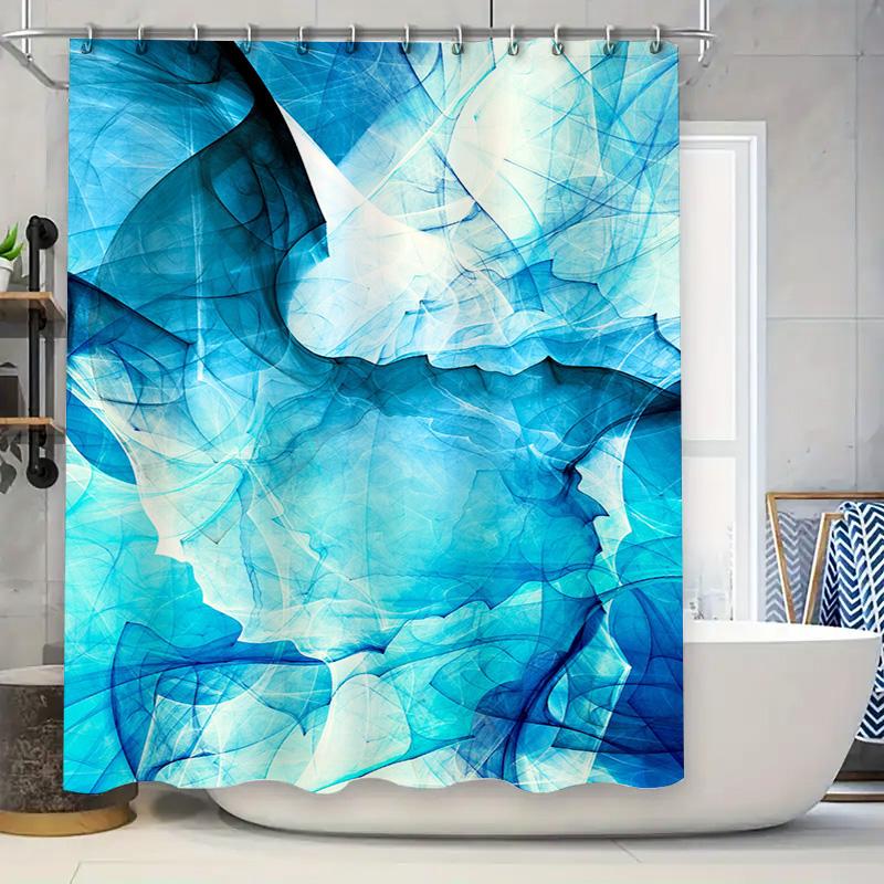 

Blue Flowery Shower Curtain Waterproof Bathroom Decor Home Textile Artistic Privacy Cover This Keyword-Packed Title Captures Bot W60H190(CM)-1 Pcs