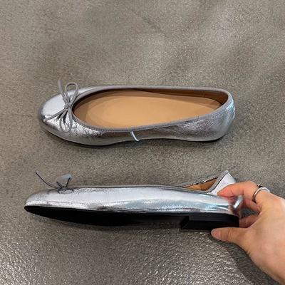 Spot~ with Skirt Round Head Flat Bottom Ballet Shoes French Bow 2025 Autumn New Super Shallow Single Shoes Women