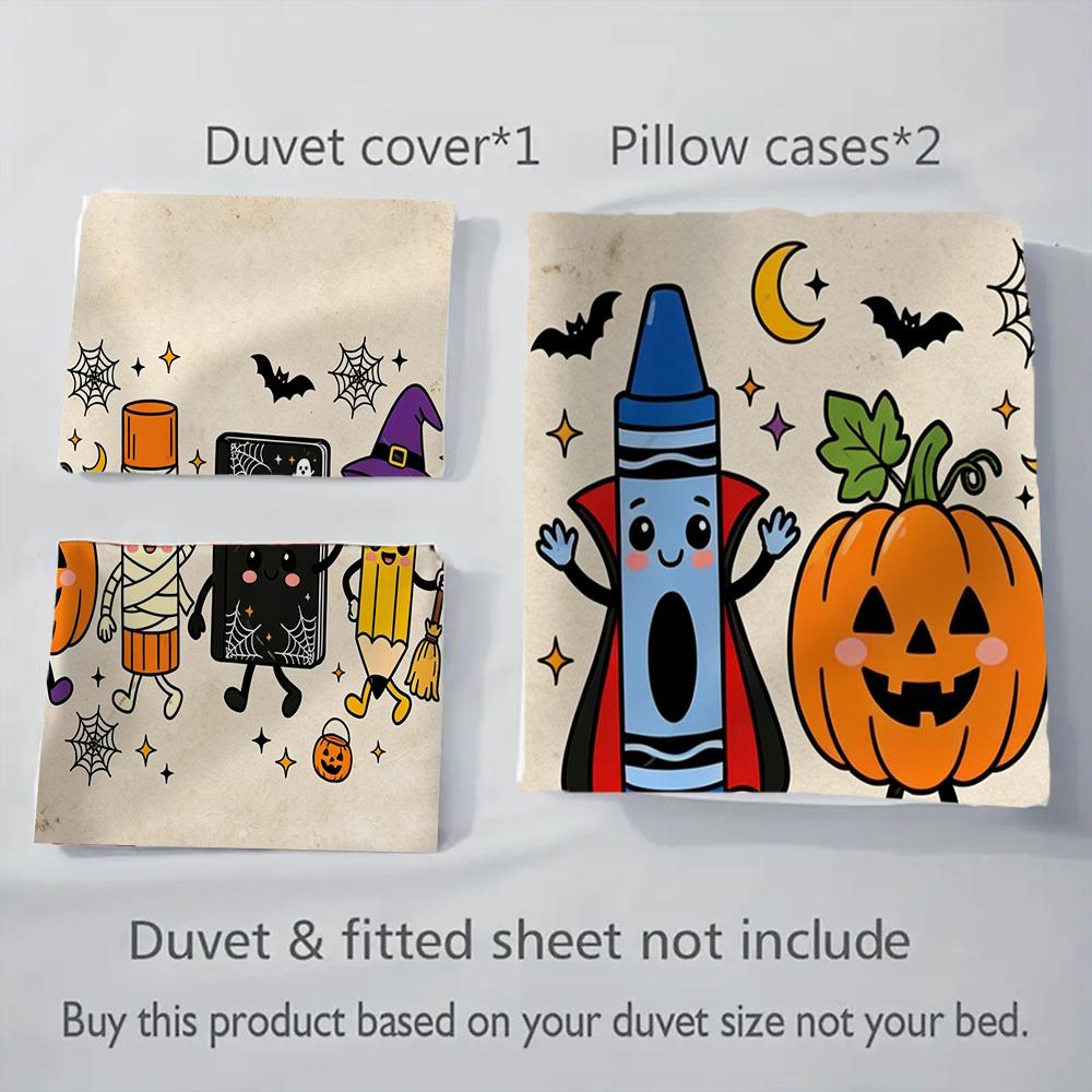 1PC Halloween theme pattern Bedding Quilt Set Quilt Cover Pillowcase Home Decoration Birthday Gift (1 * duvet cover + 2 * pillowcase, without core)