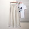 DIMANAF Plus Size Pants Women Spring Summer Solid Lace High Waist Casual Harem Pants Loose Wide Leg Pants 5XL