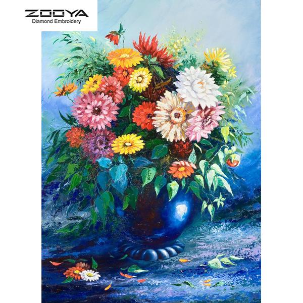 

ZOOYA DIY 3D квадратная алмазная картина цветы и ваза вышивка крестиком домашний декор