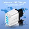 Vibrant 4-Port USB Travel Charger, 5V/2.4A Fast Charging with EU, UK, AU Plugs
