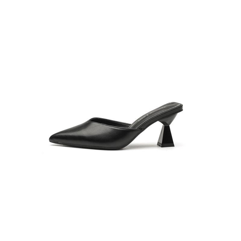 

New Baotou halfdrag women s high heels women s commuter pointed slippers shoes women s fashion women s single shoes 40