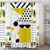 Extra Long Geometric Shower Curtain Mid Century Modern Shower Curtains For Bathroom Abstract Yellow Black White Waterproof