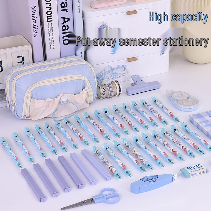 Five-Layer High-Capacity Pencil Case for Girls - Stylish, Retractable, Ideal for Primary and Middle School Students.