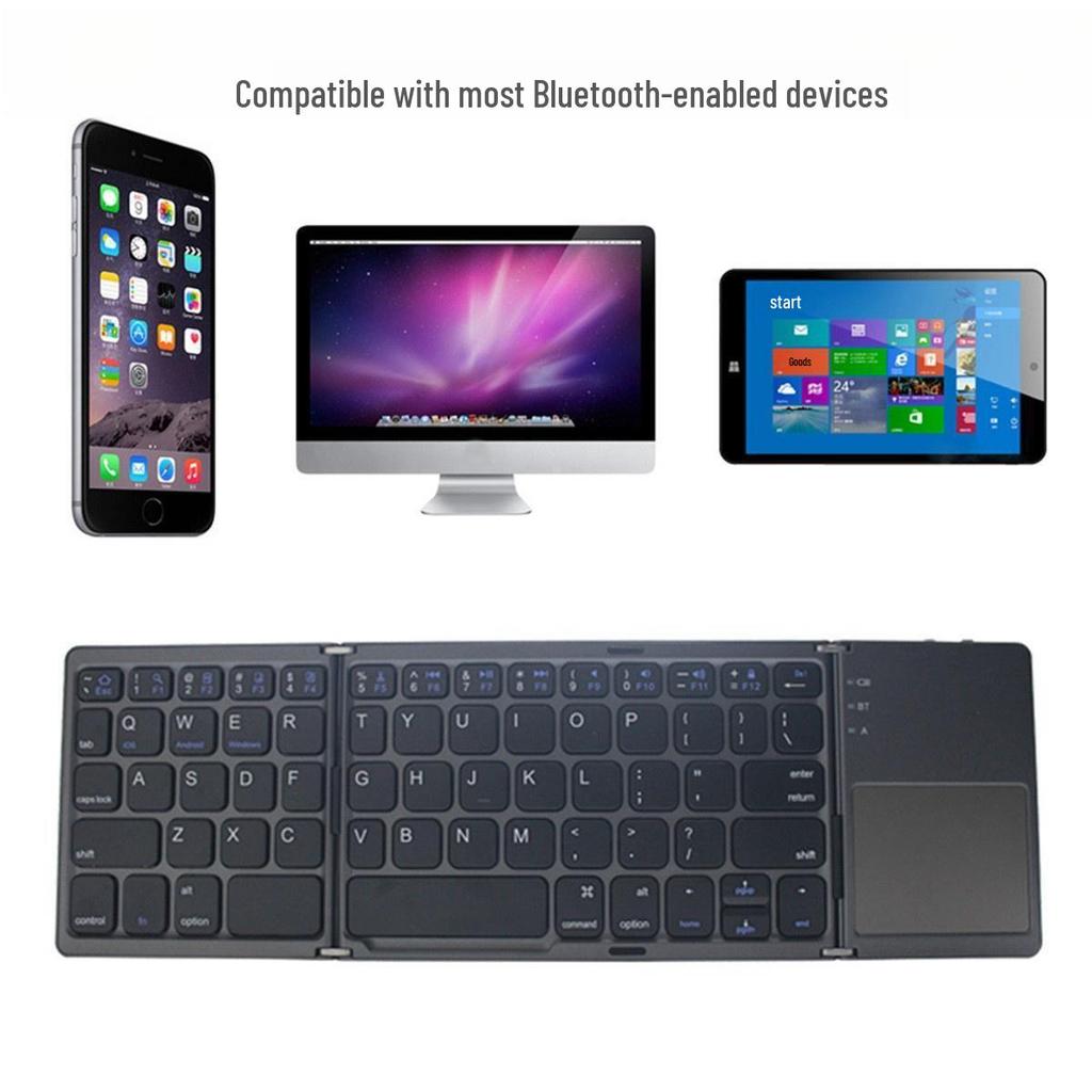 B033 Foldable Bluetooth Keyboard with Touchpad for Phones, Tablets, Laptops