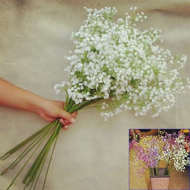 Commodity Artificial Gypsophila Lavender Magnolia Flower Fake Silk Wedding Party Bouquet Home Decor.