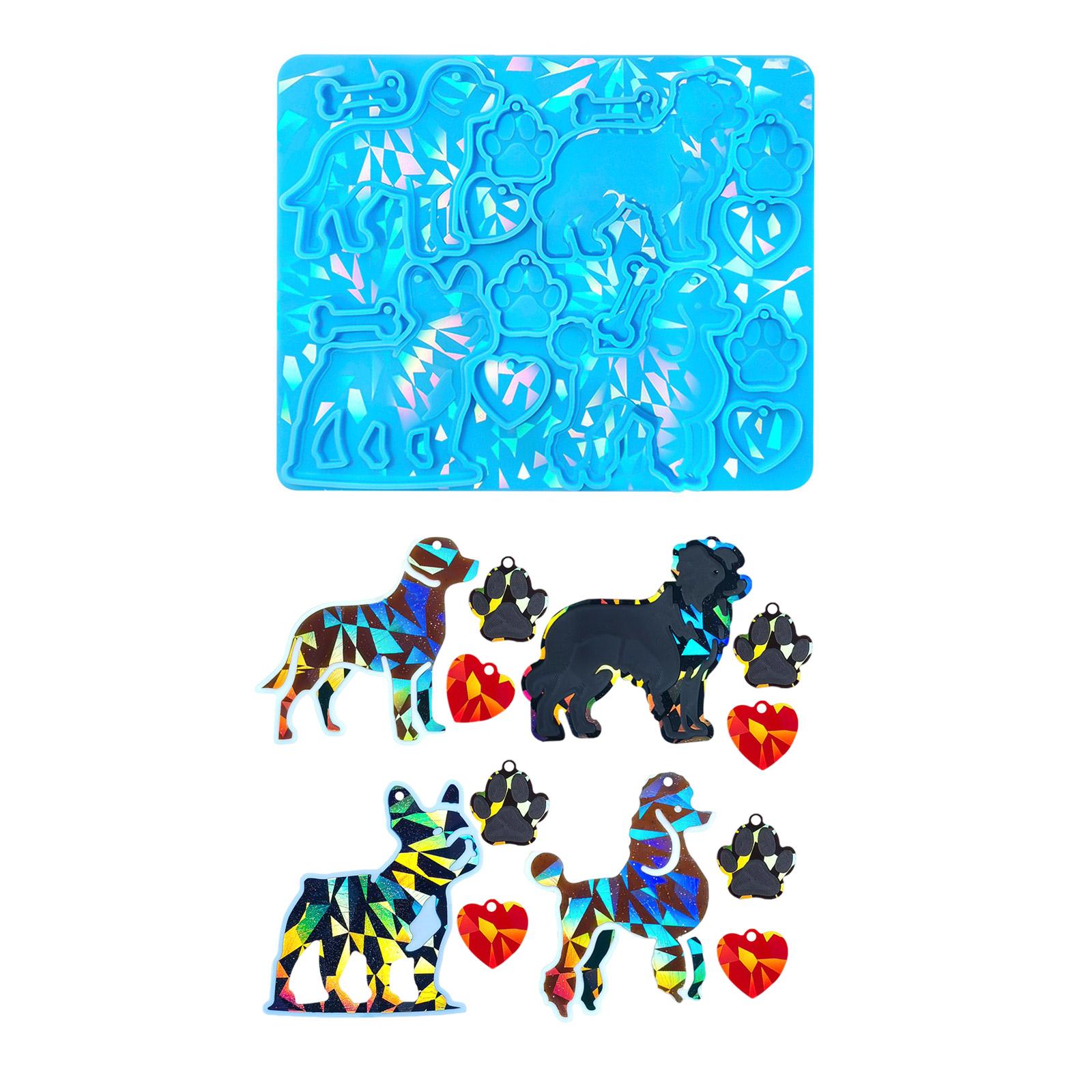 

Holographics Ornament Mold Flexible Silicone Mould for Epoxy Resin Crafts Animal Keychain Pendant Decoration Mould синий