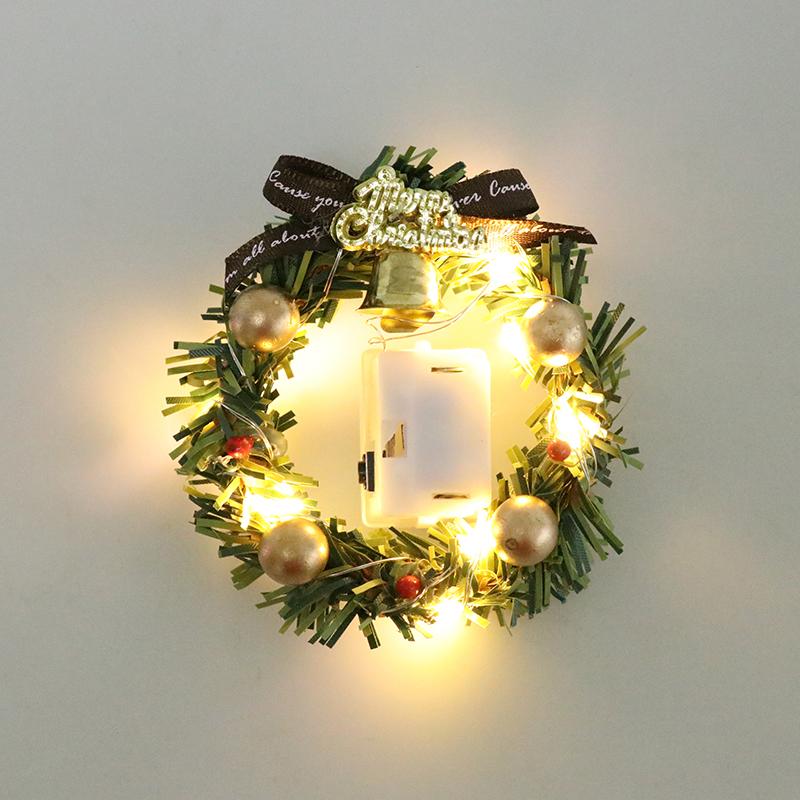 1 stk 1:12 1/6 dukkehus miniatyr mini julekrans med lys modell dukkehus dekor tilbehør