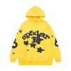 Mens Oversized Hooded Sweatshirt With Spiderweb Foam Print Cotton Fleece-Lined