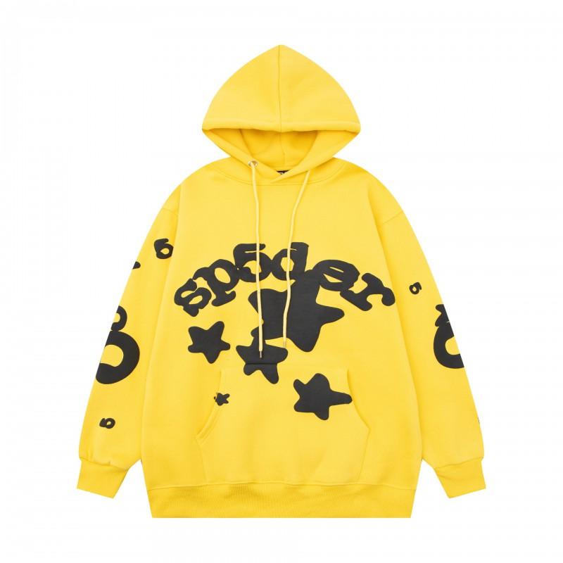 Mens Oversized Hooded Sweatshirt With Spiderweb Foam Print Cotton Fleece-Lined