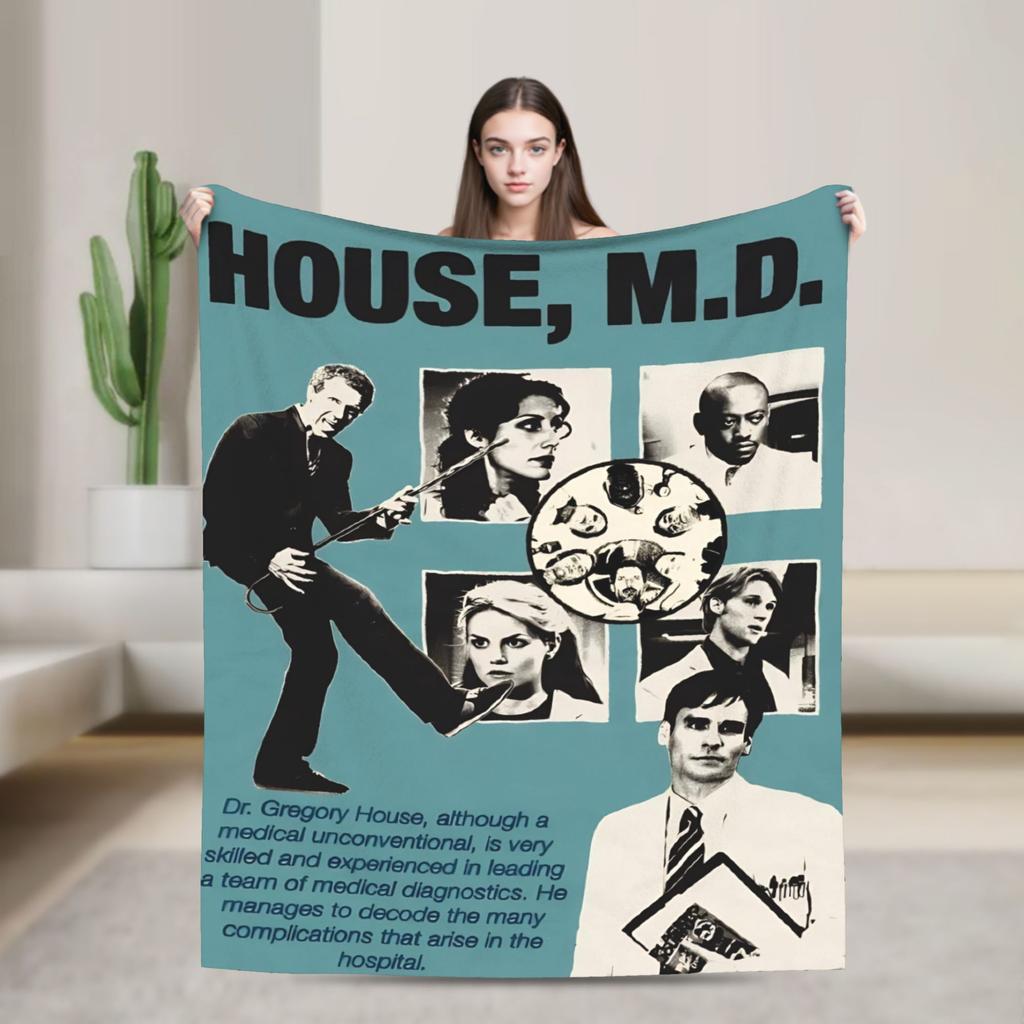 Dr. Gregory House Television Poster Blanket Warm Soft Plush Bedding Throws For Bedroom Travel Office Flannel Bedspread Bed Cover