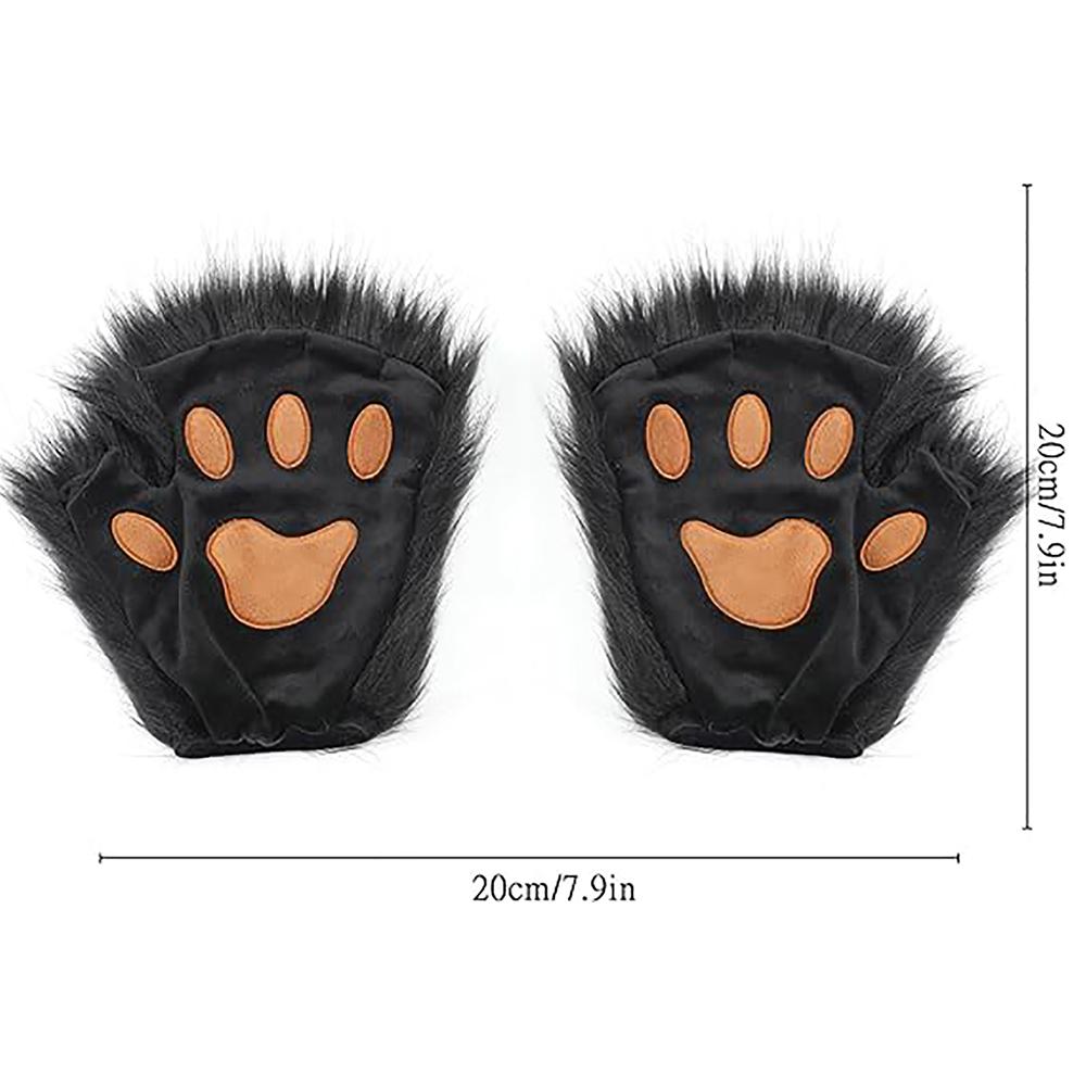 Nadýchaná kožešina Fox Tail Keychain Cat Tlaps Rukavice a Wolf Therian Mask Sada pro Halloween Cosplay kostýmní doplňky