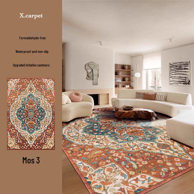 Persian Style Imitation Cashmere Non-Slip Rug - Machine Washable Living Room, Bedroom, or Coffee Table Floor Mat