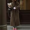 Womens Oversized Long Wool Blend Coat Winter Striped Loose Fit Trench Style Outerwear