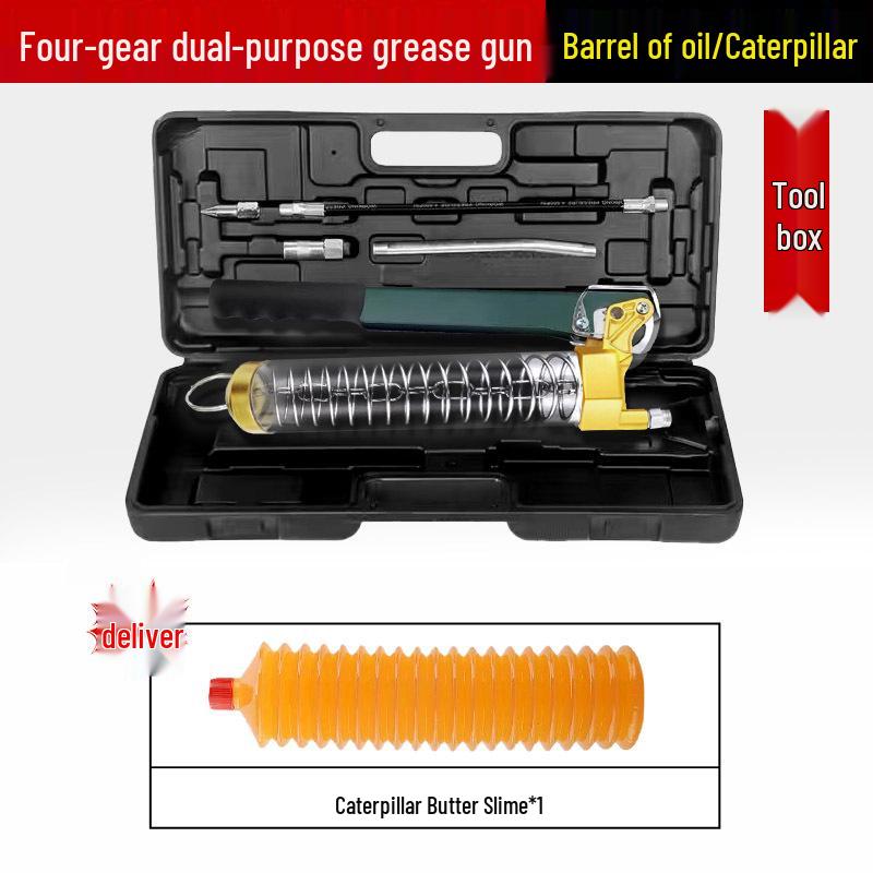 Caterpillar Dual-Use Manual High-Pressure Grease Gun with Four-Gear Locking Pliers and Flat Head