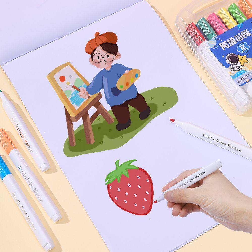 Advanced Art Marker Pen 12 Colors Alcohol-Based Ink Fabric Plastic Smooth Blend No Bleed Through Round Toe 4mm