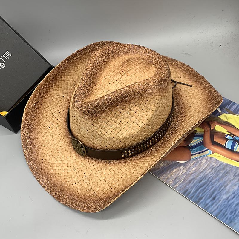 Western Cowboy Hat Men'S Outdoor Straw Hat Versatile Tide Lafite Straw Hat Men'S And Women'S Personalized Straw Hat