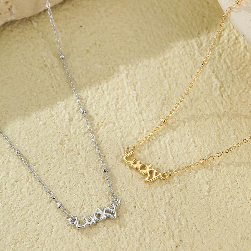 925 Sterling Silver Letter Pendant Necklace - Women's Simple Lock Clavicle Chain Fashion Choker
